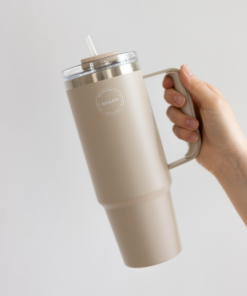 Thermo Cup with Straw - Cream Beige - 885ML